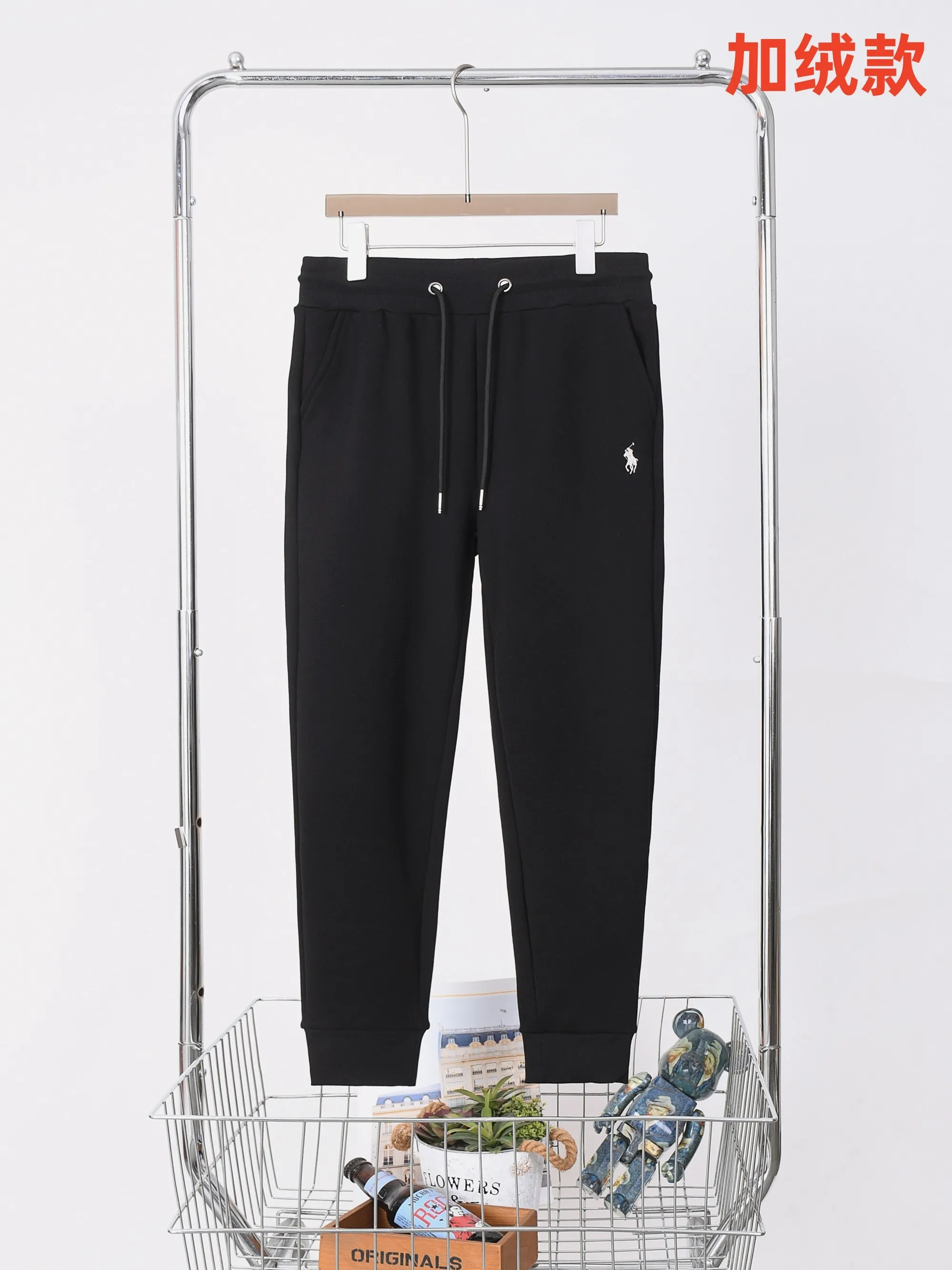 P210 2780#RL Ralph Lauren pony embroidered velvet sweatpants trousers Color: black royal blue gray Size: M-XXL Fabric: 500g composite Austrian velvet Can be matched with 2817 velvet suit